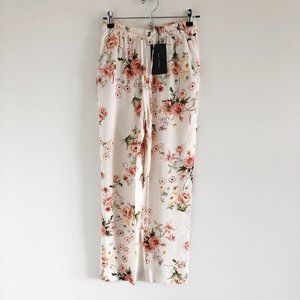 NWT Zara Floral Print Pull-On Crop Ankle Pants S Flowy
